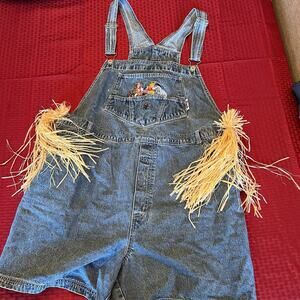 Vintage 90s Disney Womens 22W Winnie the Pooh Denim Overalls Shortalls Shorts